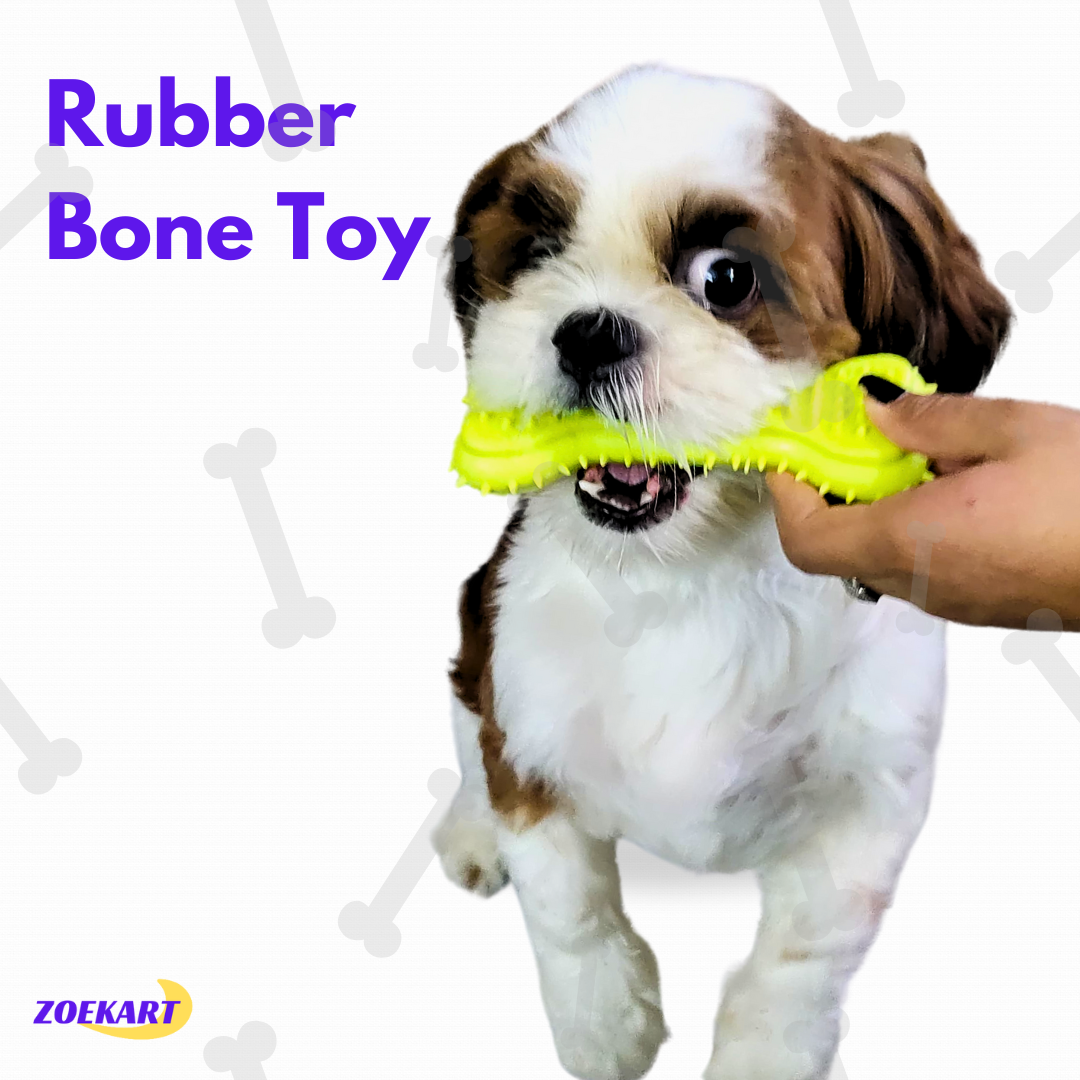 Non Toxic Rubber Chew Bone | Teething Toy for Puppies Natural rubber Bone for Dogs | Zoekart